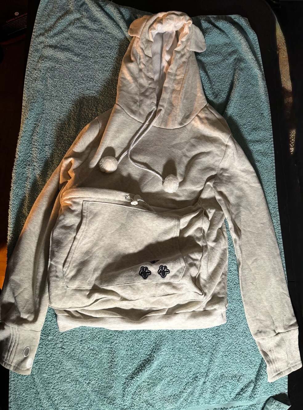 Pet Carrier Hoodie with Cat Ear Hood and‎ Paw Print Detail